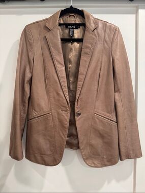DKNY Camel Leather Blazer